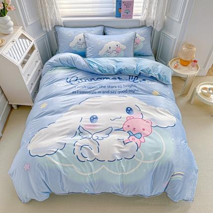 91家纺网 家纺一手货源 找家纺 蘭菲家纺 2023新款宝宝绒卡通印花四件套及单品 棉花糖