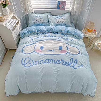 91家纺网 家纺一手货源 找家纺 蘭菲家纺 2023新款宝宝绒卡通印花四件套及单品 肉包