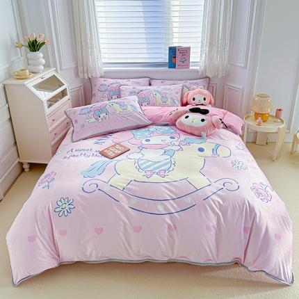 91家纺网 家纺一手货源 找家纺 蘭菲家纺 2023新款宝宝绒卡通印花四件套及单品 小乐乐·