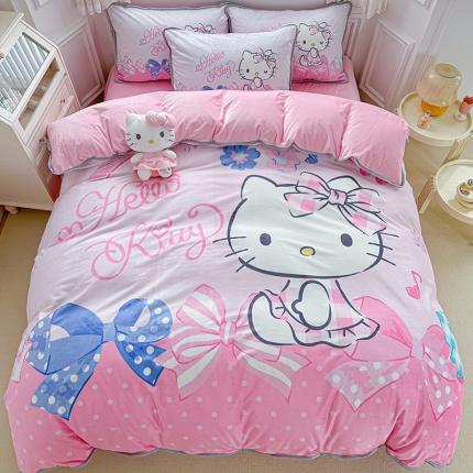 91家纺网 家纺一手货源 找家纺 蘭菲家纺 2023新款宝宝绒卡通印花四件套及单品 炫彩KT