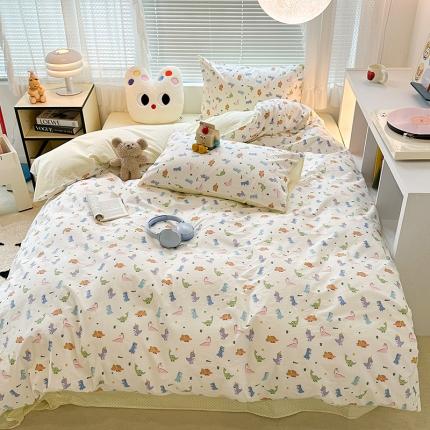 昔可 2023新款全棉小卡通爱心四件套 多彩恐龙