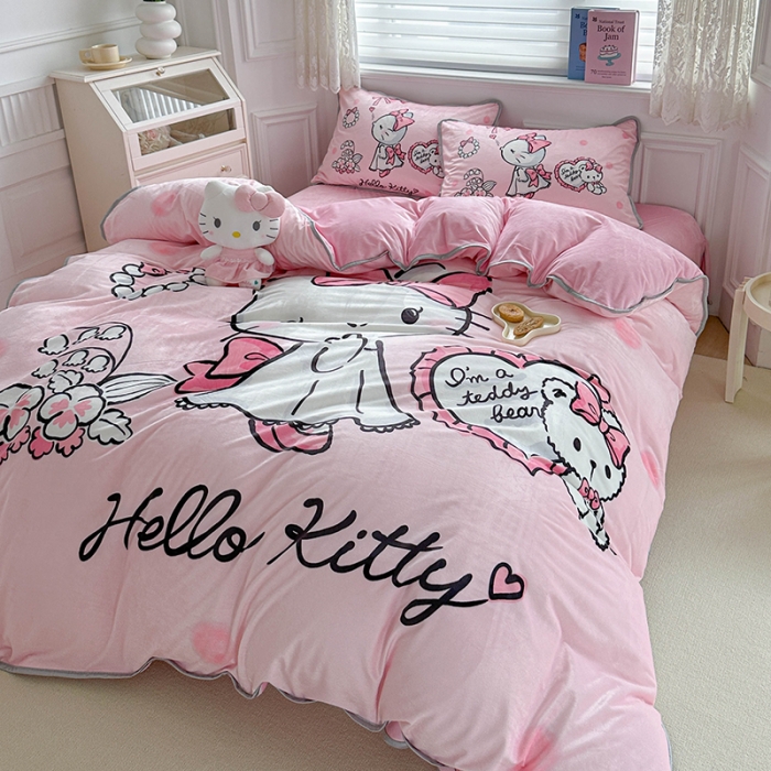 91家纺网 家纺一手货源 找家纺 蘭菲家纺 2023新款宝宝绒卡通印花四件套及单品 公主