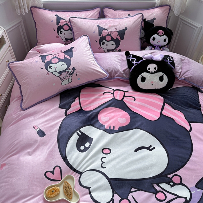 91家纺网 家纺一手货源 找家纺 蘭菲家纺 2023新款宝宝绒卡通印花四件套及单品 公主酱小库