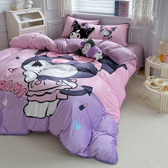 91家纺网 家纺一手货源 找家纺 蘭菲家纺 2023新款宝宝绒卡通印花四件套及单品 公主酱小库