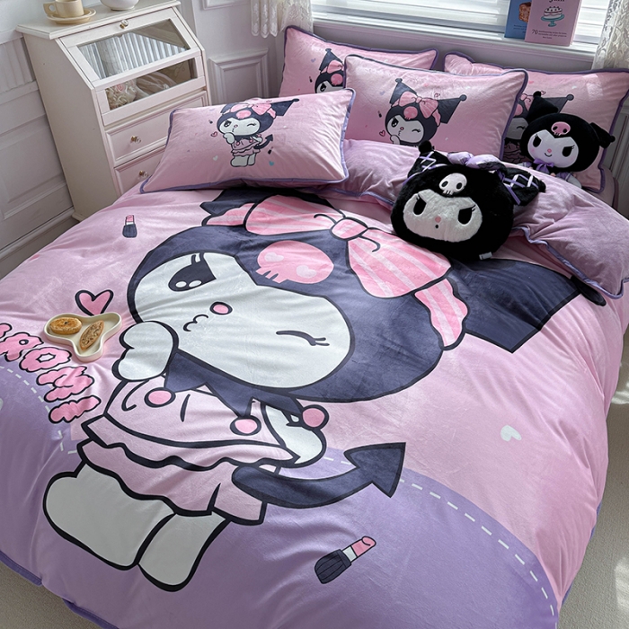 91家纺网 家纺一手货源 找家纺 蘭菲家纺 2023新款宝宝绒卡通印花四件套及单品 公主酱小库