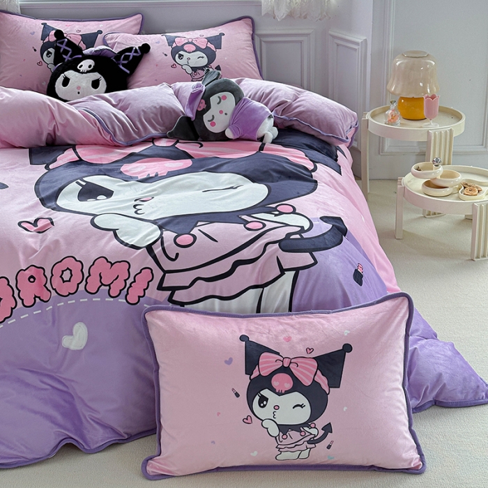 91家纺网 家纺一手货源 找家纺 蘭菲家纺 2023新款宝宝绒卡通印花四件套及单品 公主酱小库