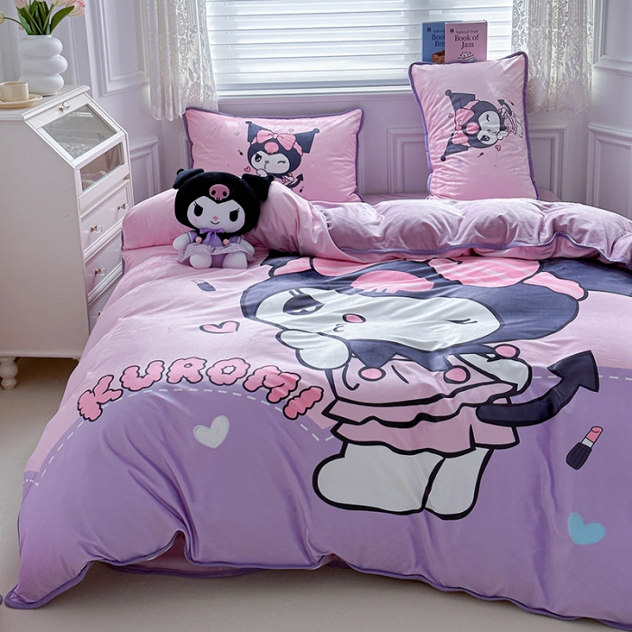 91家纺网 家纺一手货源 找家纺 蘭菲家纺 2023新款宝宝绒卡通印花四件套及单品 公主酱小库