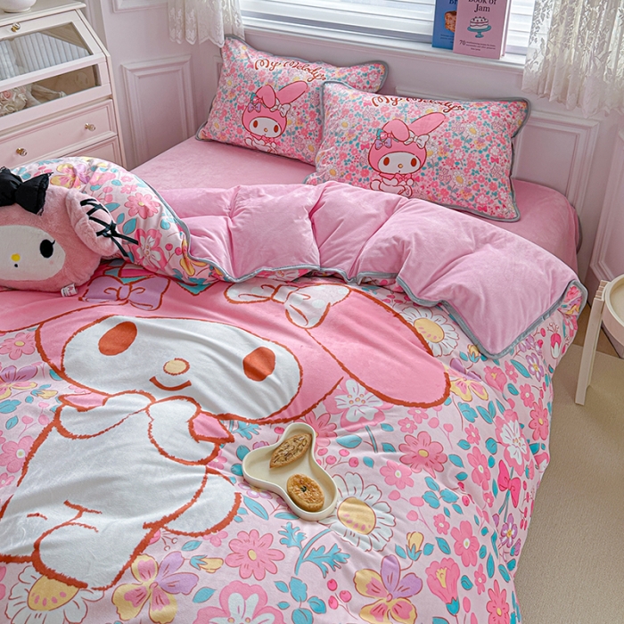 91家纺网 家纺一手货源 找家纺 蘭菲家纺 2023新款宝宝绒卡通印花四件套及单品 闺蜜