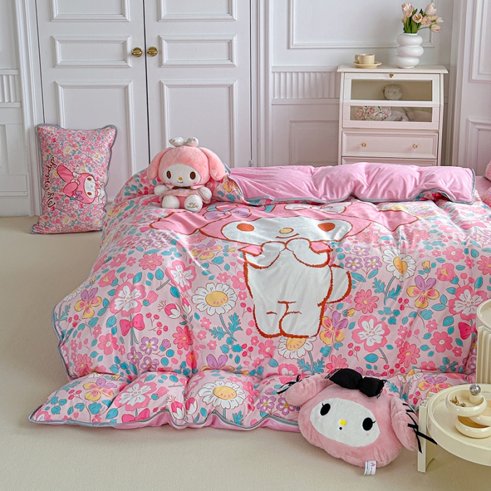 91家纺网 家纺一手货源 找家纺 蘭菲家纺 2023新款宝宝绒卡通印花四件套及单品 闺蜜