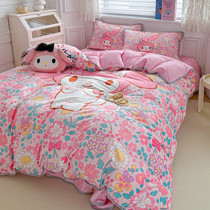 91家纺网 家纺一手货源 找家纺 蘭菲家纺 2023新款宝宝绒卡通印花四件套及单品 闺蜜