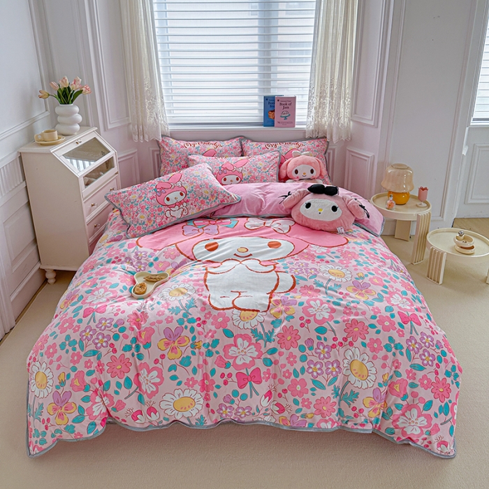 91家纺网 家纺一手货源 找家纺 蘭菲家纺 2023新款宝宝绒卡通印花四件套及单品 闺蜜