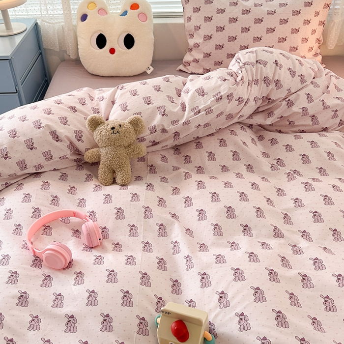 91家纺网 家纺一手货源 找家纺 昔可 2023新款全棉小卡通爱心四件套 淘气狗狗