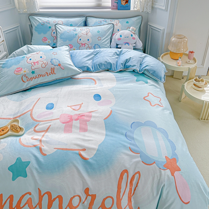 91家纺网 家纺一手货源 找家纺 蘭菲家纺 2023新款宝宝绒卡通印花四件套及单品 果果