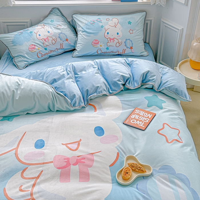 91家纺网 家纺一手货源 找家纺 蘭菲家纺 2023新款宝宝绒卡通印花四件套及单品 果果