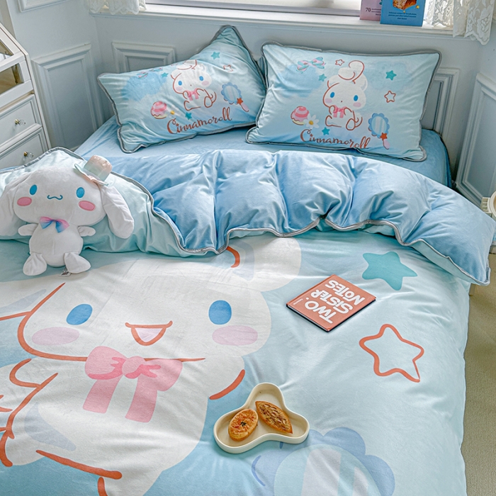 91家纺网 家纺一手货源 找家纺 蘭菲家纺 2023新款宝宝绒卡通印花四件套及单品 果果