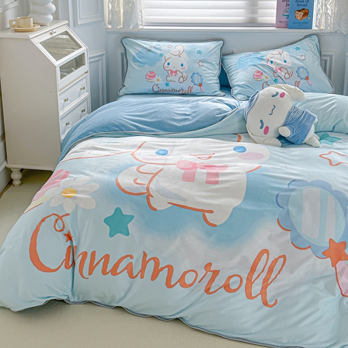 91家纺网 家纺一手货源 找家纺 蘭菲家纺 2023新款宝宝绒卡通印花四件套及单品 果果