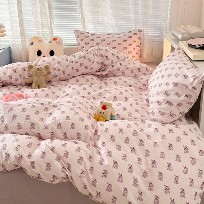 91家纺网 家纺一手货源 找家纺 昔可 2023新款全棉小卡通爱心四件套 淘气狗狗