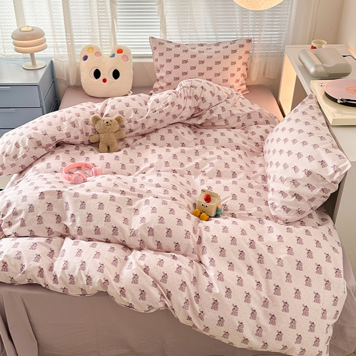 91家纺网 家纺一手货源 找家纺 昔可 2023新款全棉小卡通爱心四件套 淘气狗狗