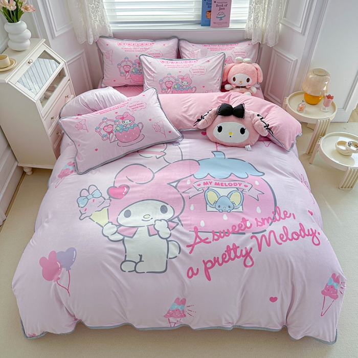 91家纺网 家纺一手货源 找家纺 蘭菲家纺 2023新款宝宝绒卡通印花四件套及单品 花园宝宝