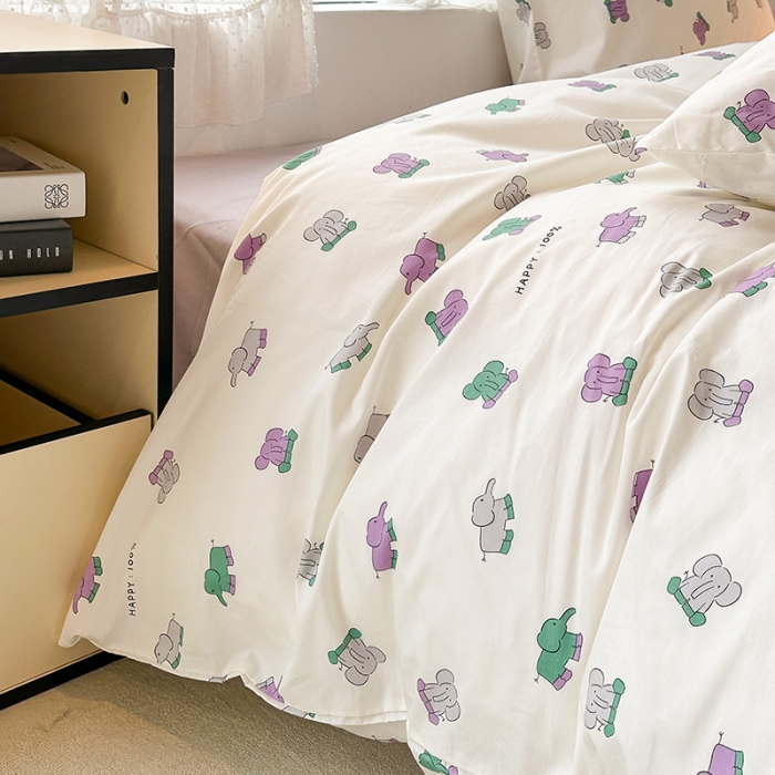 91家纺网 家纺一手货源 找家纺 昔可 2023新款全棉小卡通爱心四件套 小象乐园