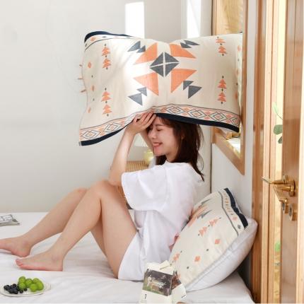 91家纺网 家纺一手货源 找家纺 （总）朴尔家纺 2023新款波西米亚风优棉三层纱布枕巾