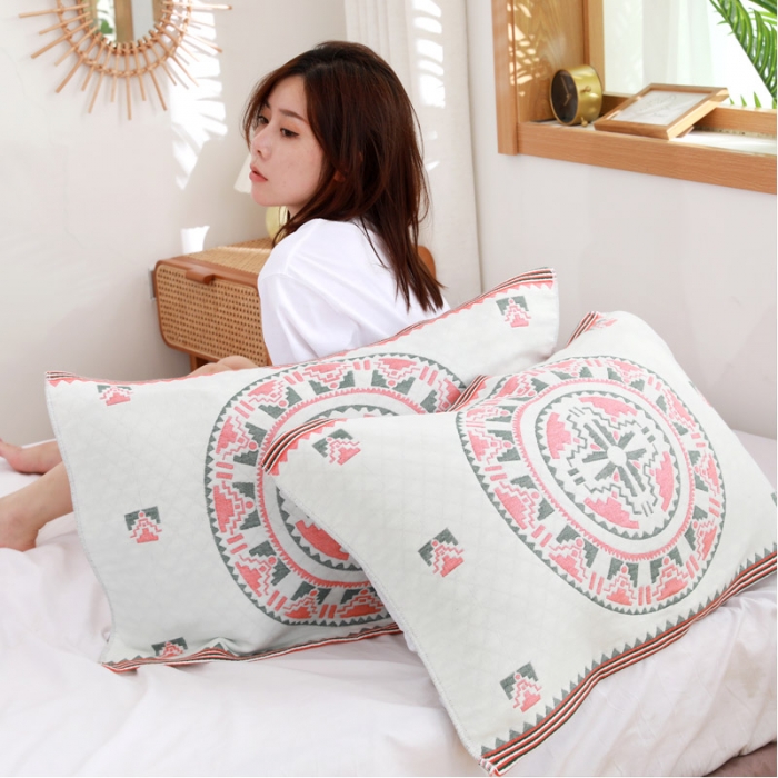 91家纺网 家纺一手货源 找家纺 （总）朴尔家纺 2023新款波西米亚风优棉三层纱布枕巾