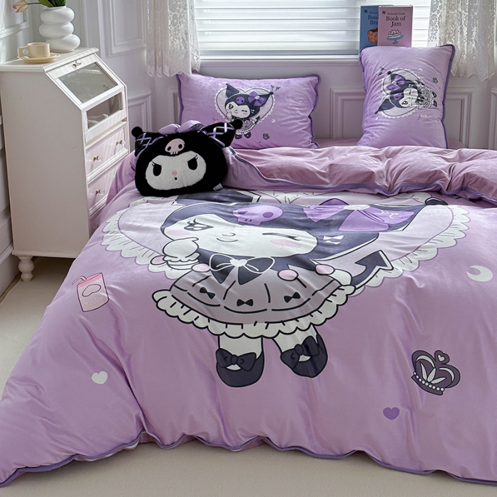 91家纺网 家纺一手货源 找家纺 蘭菲家纺 2023新款宝宝绒卡通印花四件套及单品 奶油巴库