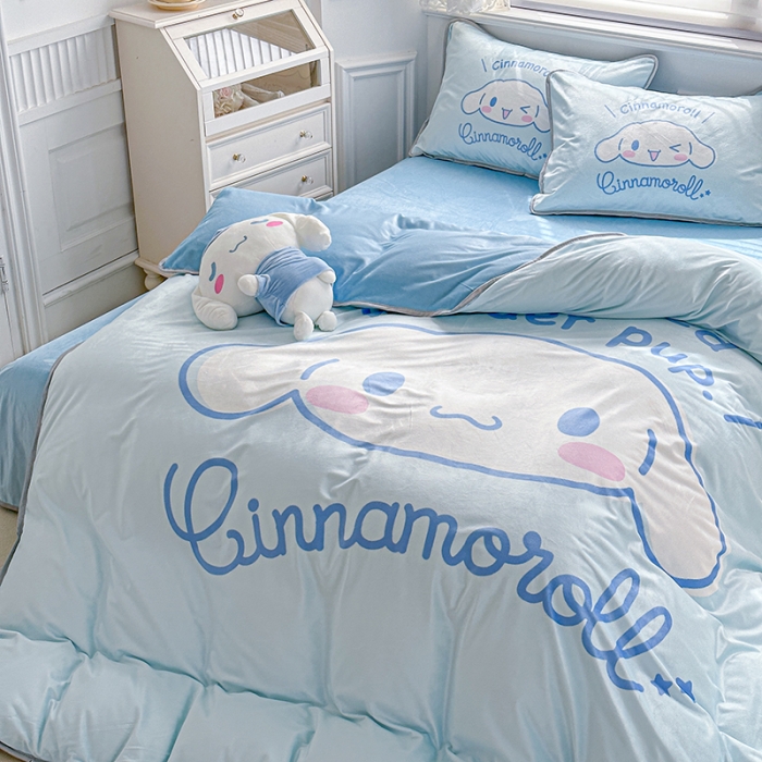 91家纺网 家纺一手货源 找家纺 蘭菲家纺 2023新款宝宝绒卡通印花四件套及单品 肉包