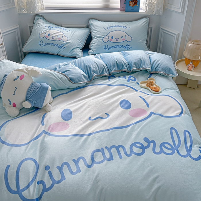 91家纺网 家纺一手货源 找家纺 蘭菲家纺 2023新款宝宝绒卡通印花四件套及单品 肉包