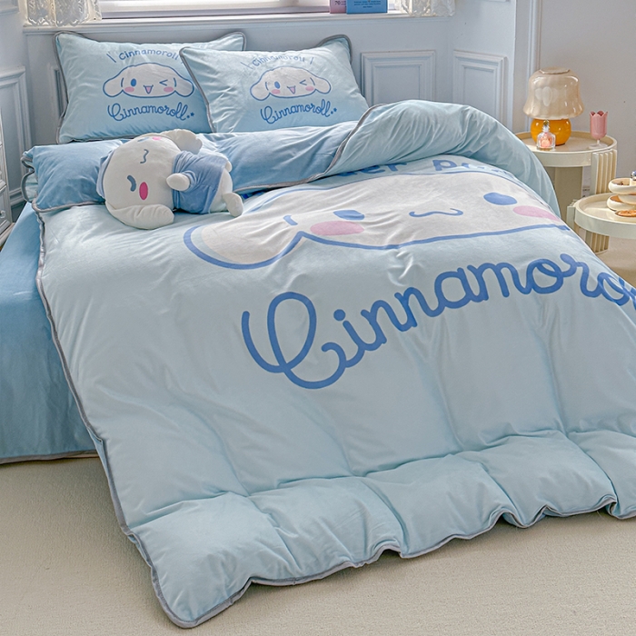 91家纺网 家纺一手货源 找家纺 蘭菲家纺 2023新款宝宝绒卡通印花四件套及单品 肉包