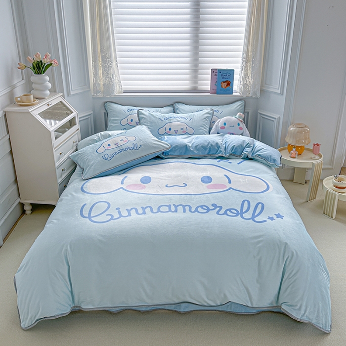 91家纺网 家纺一手货源 找家纺 蘭菲家纺 2023新款宝宝绒卡通印花四件套及单品 肉包