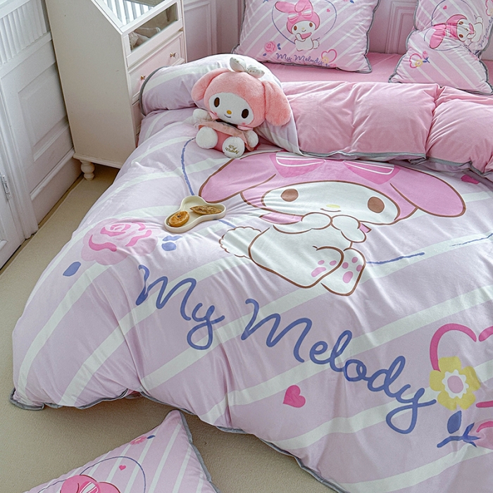 91家纺网 家纺一手货源 找家纺 蘭菲家纺 2023新款宝宝绒卡通印花四件套及单品 天真