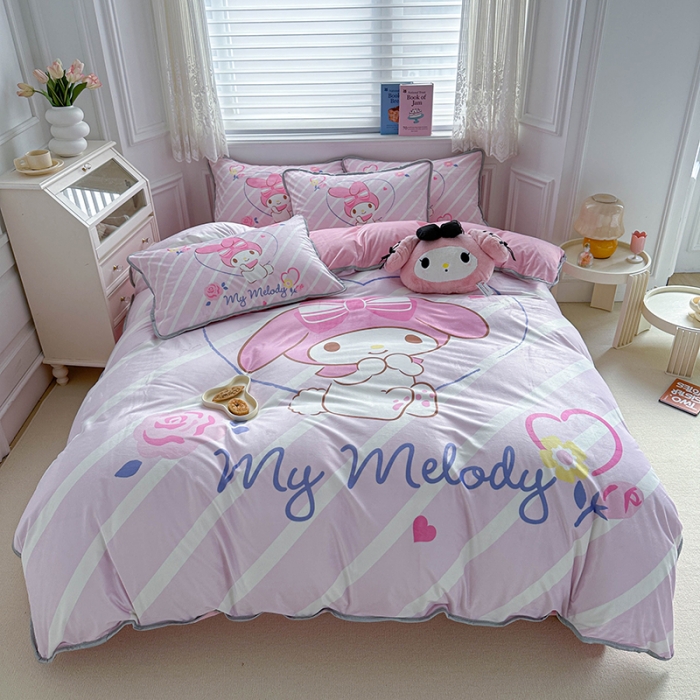 91家纺网 家纺一手货源 找家纺 蘭菲家纺 2023新款宝宝绒卡通印花四件套及单品 天真