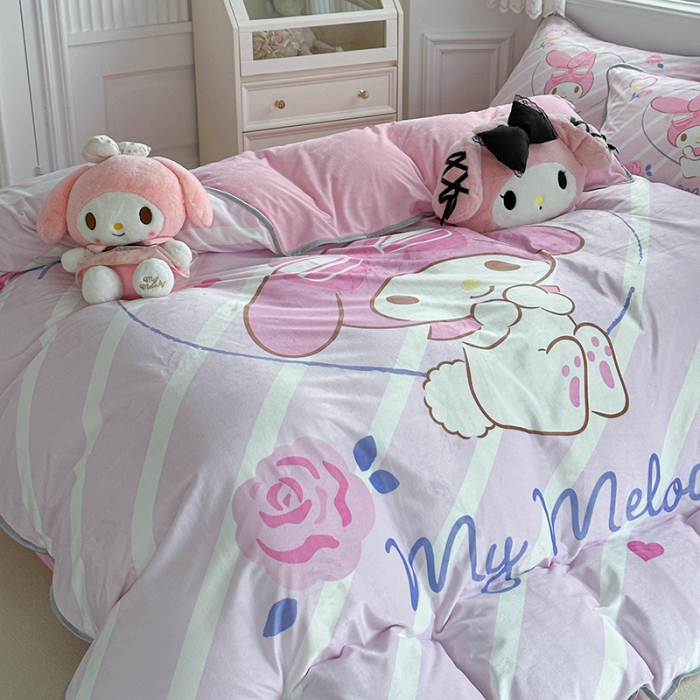 91家纺网 家纺一手货源 找家纺 蘭菲家纺 2023新款宝宝绒卡通印花四件套及单品 天真