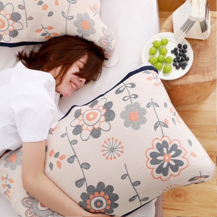 91家纺网 家纺一手货源 找家纺 朴尔家纺 2023新款波西米亚风优棉三层纱布枕巾 花中漫舞