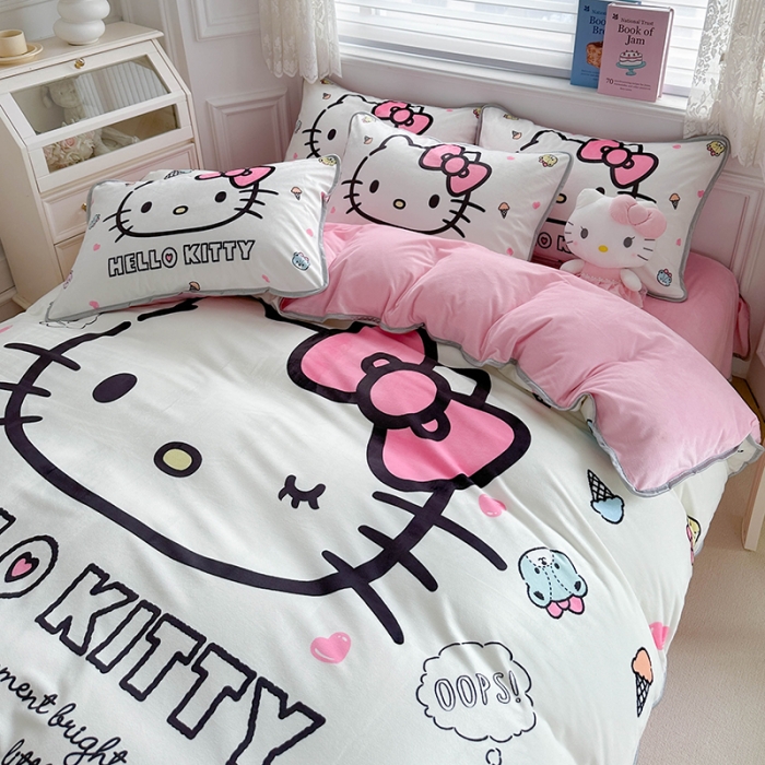 91家纺网 家纺一手货源 找家纺 蘭菲家纺 2023新款宝宝绒卡通印花四件套及单品 甜品站