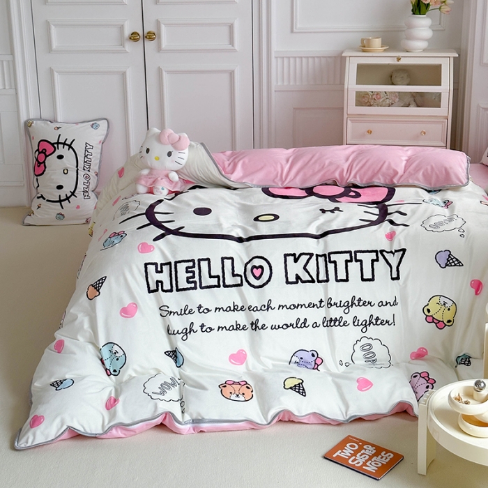 91家纺网 家纺一手货源 找家纺 蘭菲家纺 2023新款宝宝绒卡通印花四件套及单品 甜品站