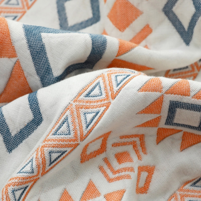 91家纺网 家纺一手货源 找家纺 朴尔家纺 2023新款波西米亚风优棉三层纱布枕巾 莱茵情调黄