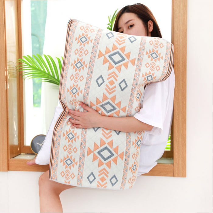 91家纺网 家纺一手货源 找家纺 朴尔家纺 2023新款波西米亚风优棉三层纱布枕巾 莱茵情调黄