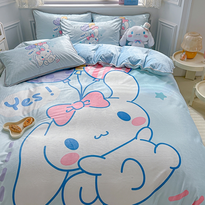 91家纺网 家纺一手货源 找家纺 蘭菲家纺 2023新款宝宝绒卡通印花四件套及单品 小确辛