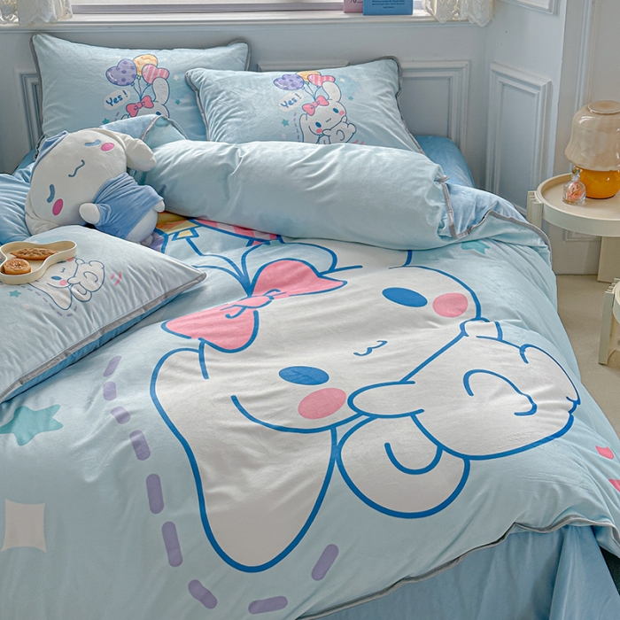 91家纺网 家纺一手货源 找家纺 蘭菲家纺 2023新款宝宝绒卡通印花四件套及单品 小确辛