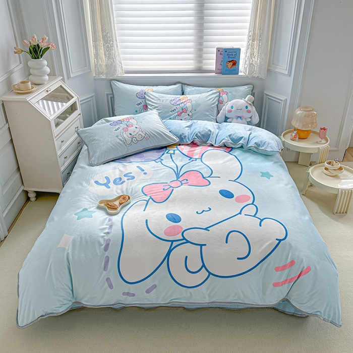 91家纺网 家纺一手货源 找家纺 蘭菲家纺 2023新款宝宝绒卡通印花四件套及单品 小确辛