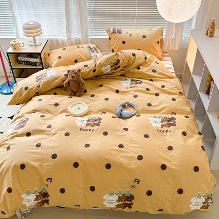 昔可 2023新款全棉萌趣卡通四件套 波点狗狗