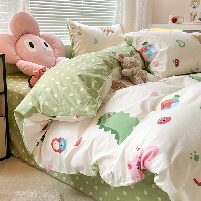 91家纺网 家纺一手货源 找家纺 昔可 2023新款全棉萌趣卡通四件套 动物乐园