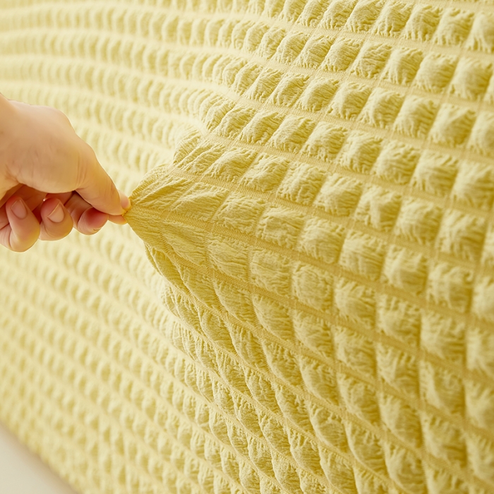 91家纺网 家纺一手货源 找家纺 丝绮鹿 2023新款爆米花系列床头罩 柠檬黄