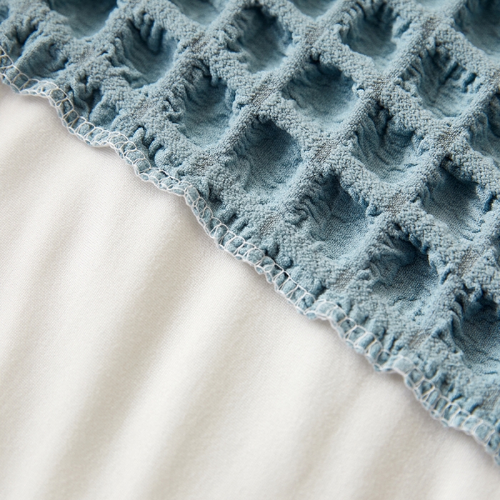 91家纺网 家纺一手货源 找家纺 丝绮鹿 2023新款爆米花系列床头罩 雾霾蓝