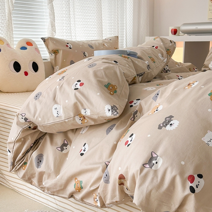 91家纺网 家纺一手货源 找家纺 昔可 2023新款全棉萌趣卡通四件套 小萌物