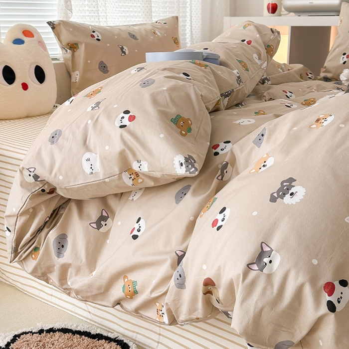 91家纺网 家纺一手货源 找家纺 昔可 2023新款全棉萌趣卡通四件套 小萌物