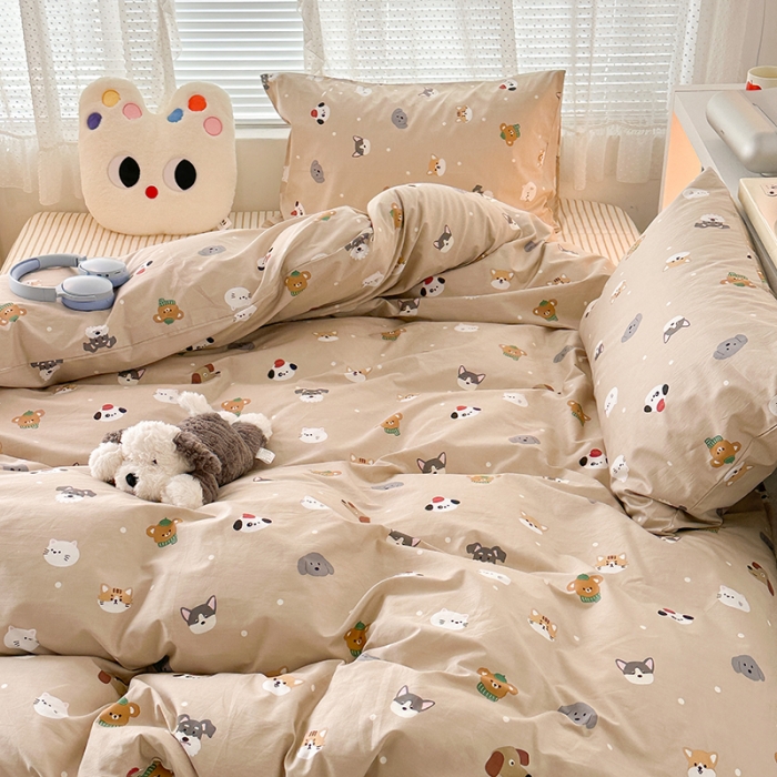 91家纺网 家纺一手货源 找家纺 昔可 2023新款全棉萌趣卡通四件套 小萌物