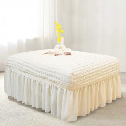 91家纺网 家纺一手货源 找家纺 （总）丝绮鹿 2023新款爆米系列花脚凳套裙边款